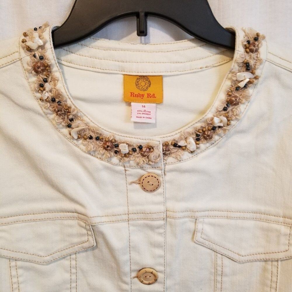 Ruby road embellished Beach wood Shell‎ Cream den… - image 3